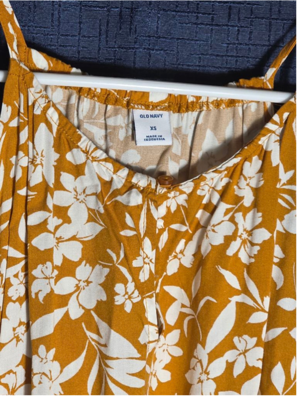 Women's Old Navy Orange White Floral Romper XS cottagecore Hawaiian beach y2k - Picture 2 of 6